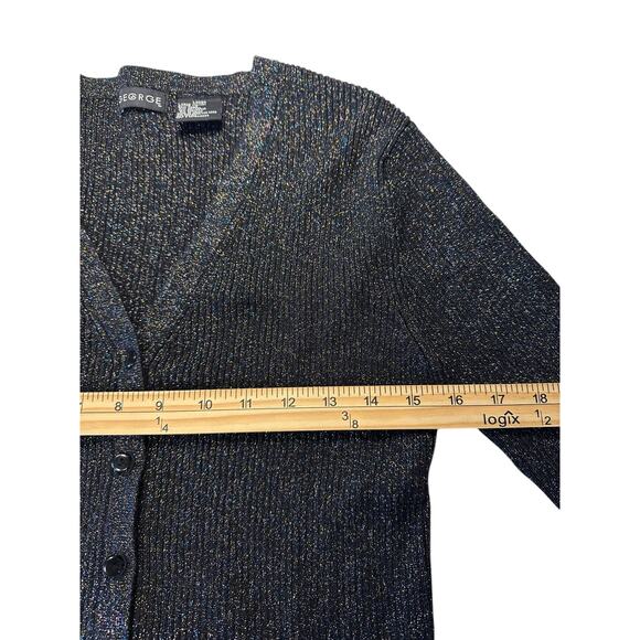 NWOT Metallic Ribbed Cardigan Sweater – Black Sparkle – Size L NYE HolidayParty - Picture 6 of 7